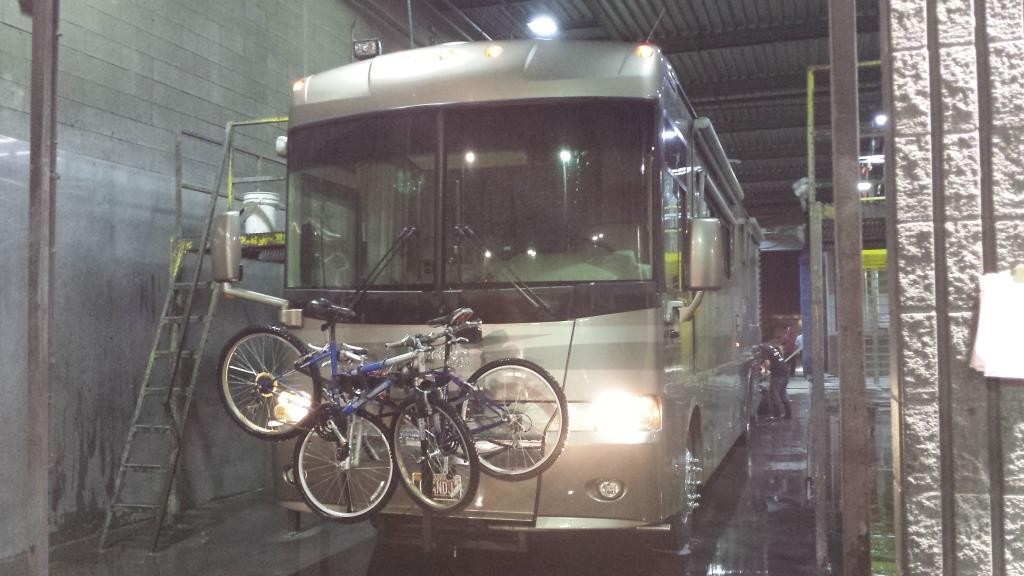 Getting all cleaned up before we hit the road.