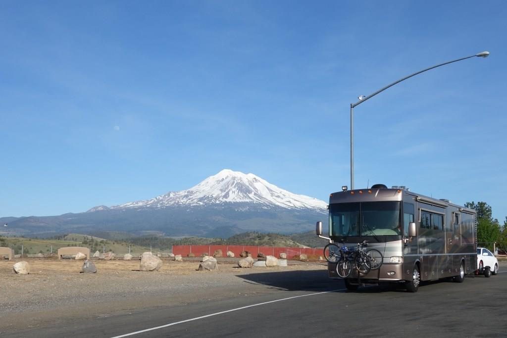 Great view of Mt. Shasta with the moon visible